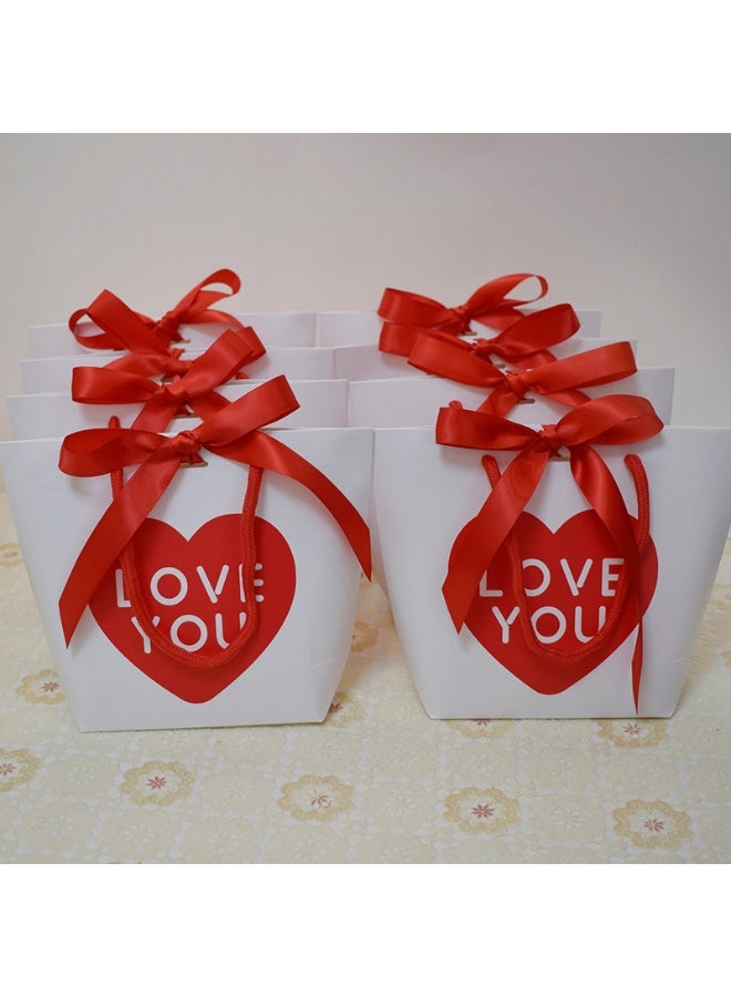 10PCS Heart Love Gift Paper Bags with Handle – Folding Candy & Favor Packaging for Wedding, Valentine’s Day, Party Gifts - Image 1